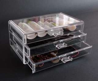 NH1 ACRYLIC LUCITE CLEAR CUBE MAKEUP COSMETIC CASE ORGANIZER  