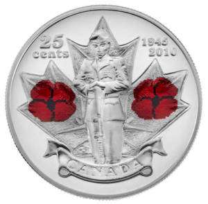 2010 CANADIAN RED POPPY QUARTER COIN REMEBERANCE DAY  
