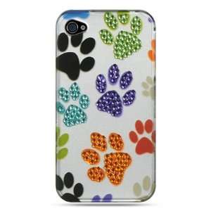 Bling Design Hard Case Cover   Multi Colored Dog Paw Print Design Gem 