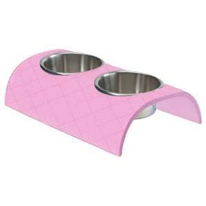  Cats Rule Dual Feeder, Pink Quilted