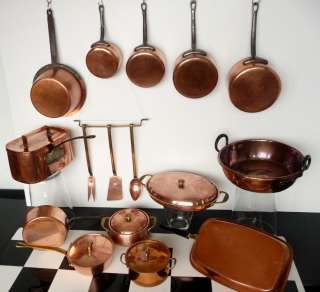 Spectacular & Huge Vintage Copper Cookware Collection Pans Pots Jam 