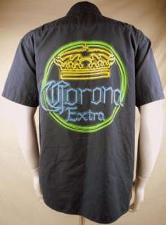 Corona Extra Beer Crown Mens Lounge Shirt Medium Blue Neon Sign 