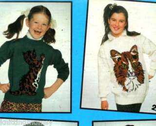 Knitting Pattern Childs Adult Cats Sweater   4 Designs  