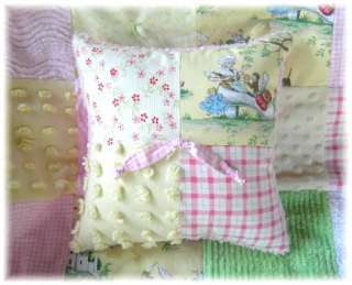 Vintage Nursery Rhyme chenille baby quilt crib bedding  