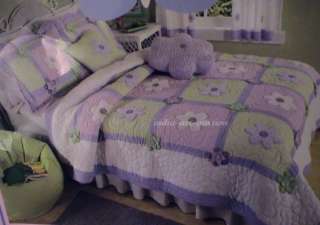 NEW THATS MINE MINDY FLORAL FULL QUILT SET 9 HANDMADE APPLIQUE PURPLE 