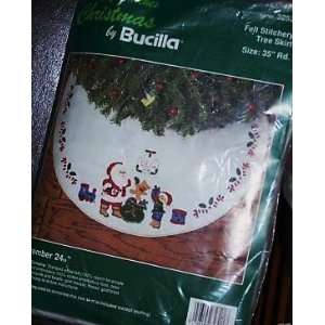  Bucilla December 24th Felt Christmas Tree Skirt Kit Santa 