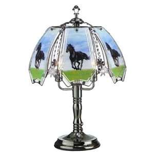   Horse Theme Glass Black Chrome Base Touch Lamp