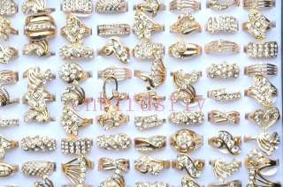 wholesale lots 40 High quality CZ rhinestone gold rings  