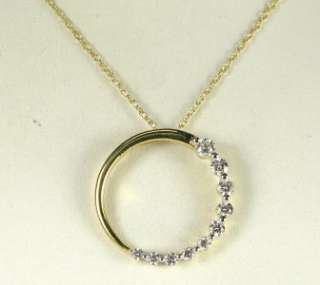   Gold 1/2ctw F VS2 Genuine Diamond Circle Pendant w/18 Chain  