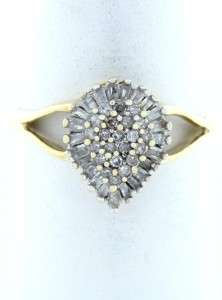   10K YELLOW GOLD 1/3ct PEAR SHAPED DIAMOND COCKTAIL CLUSTER FINE RING