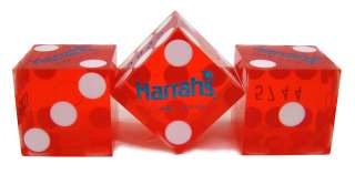 Red 19mm Harrahs Casino Precision Dice Used Casino  
