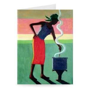 Cooking Rice, 2001 (oil on canvas) by Tilly   Greeting Card (Pack of 