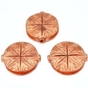  Fluted Star Disc Beads Copper Plated 19.5mm Approx 3