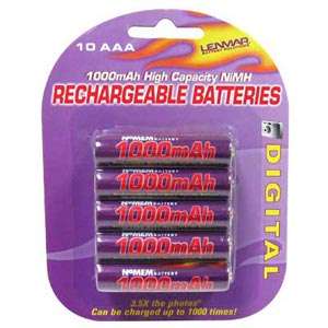 Lenmar NoMEM PRO AAA Rechargeable Batteries 1000mAh Ni MH 10pk