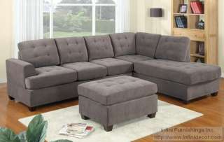 Charcoal Grey Modern Fabric Sectional Sofa Set Couch 37  