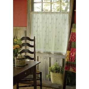   Country Rooster Crush Lace Curtains Custom Length with Trim Kitchen