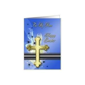  Golden cross Easter Card, niece Card Health & Personal 