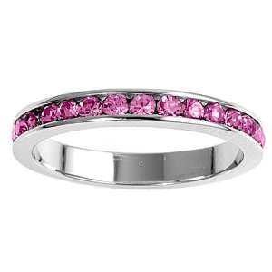  Sterling Silver Pink CZ Eternity Ring   Size 4 Jewelry