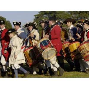  British Fife and Drum Corps Marching in a Reenactment at 