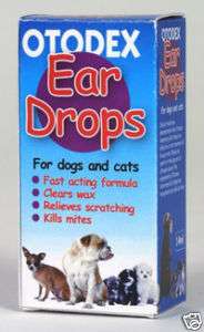 DOG CAT OTODEX EAR DROPS CLEARS WAX MITES ITCHING PAIN  