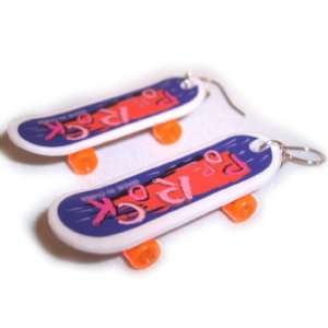    Novelty Skateboard Dangle Earrings Plastic Pop Rock Design Jewelry