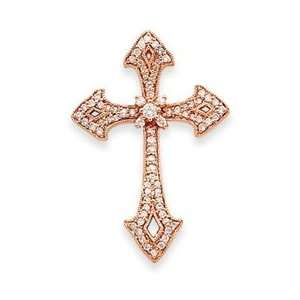  14k Rose Gold Diamond Cross Pendant Jewelry
