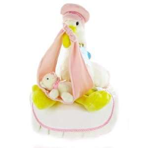   Nest New Baby Girl Diaper Cake   Great Centerpiece or Shower Gift Idea