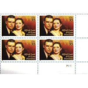 1999 ALFRED LUNT & LYNN FONTANNE #3287 Plate Block of 4 x 33 cents US 