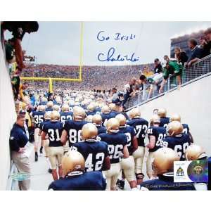 Charlie Weis Autographed Go Irish Watching Team Walk Out Of Tunnel 