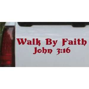 Red 42in X 10.4in    Walk by Faith John 316 Christian Car Window Wall 