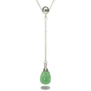  Tiffany Inspired Sterling Silver Green Tear Drop Pendant 