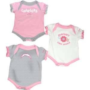  Reebok San Diego Chargers Infant 3 Piece Pink Creeper Set 