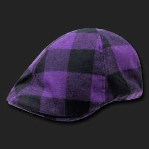  Black & Purple Plaid Ivy Cap Golf Hat Size LARGE/XL 