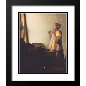 Jan Vermeer Framed and Double Matted 20x23 Woman With A Pearl 