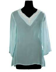Sky Blue Georgette Tunic Neck Beads Work Casual Dress