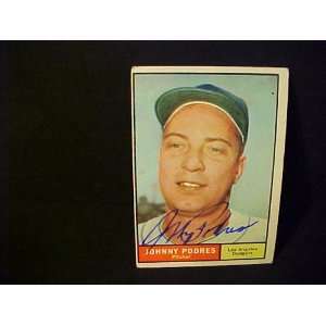 Johnny Podres Los Angeles Dodgers #109 1961 Topps Autographed Baseball 