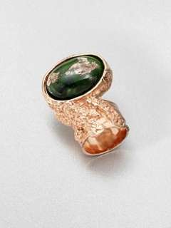 Yves Saint Laurent   Goldtone Arty Ovale Ring/Green