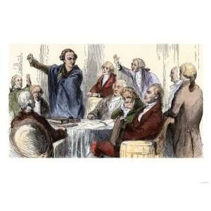 Patrick Henry Making a Speech to the Virginia Assembly Premium Poster 