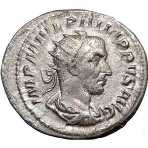 PHILIP I Arab 246AD Rare Authentic Ancient Silver Roman Coin Laetitia 