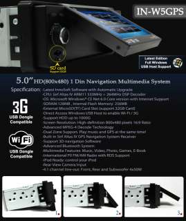 8GB Innovatek W5 GPS CAR WiFI BLUETOOTH USB  MP4 DIVX FM Stereo Web 