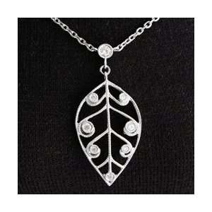 So Rachel by Longaberger Sterling Silver Filigree 1.75 Leaf Pendant 