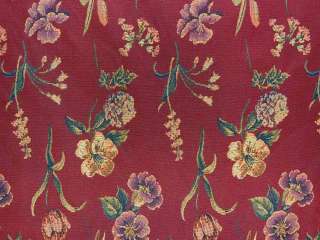 Burgundy Red Floral Tapestry Drapery Upholstery Fabric  