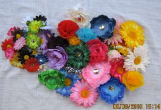 50 MIxed Silk Flower Heads Headbands Assorted Lot Bulk  