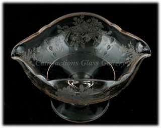 Paden City Ardith Footed Gravy, Etched Glass Compote.  