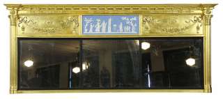 SWC Federal Giltwood Overmantle Mirror with Wedgewood Plaque, c.1810 
