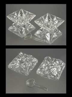 Vintage French Crystal Salt and Pepper Cellars w/ Spoon  