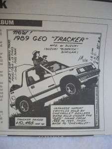 1989 Geo Tracker Auto Album Paper Article  