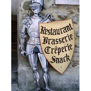 Knight in Armour Restaurant Sign in Medieval Walled City, Carcassonne 