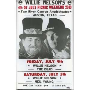 Willie Nelson and Neil Young 4th of July Picnic 2003 14 X 22 Vintage 