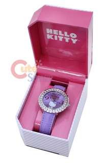 Sanrio Hello Kitty Wrist Watch w/Stone Purple License  